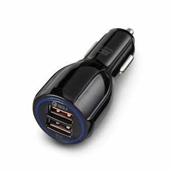 Auto snellader - 2 x USB A -  Zwart