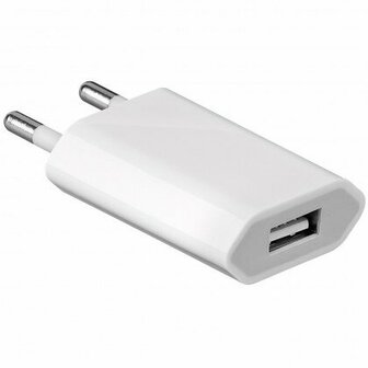 Oplader - 1x USB-A - 1.0 Amp - Wit