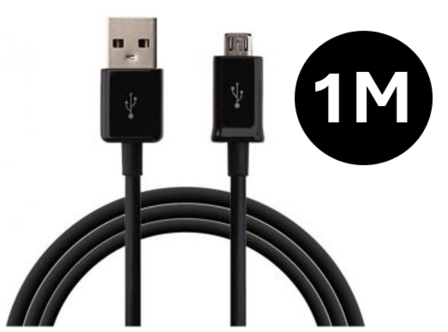 Oplaadkabel - USB A naar Micro USB - 1m -  Zwart