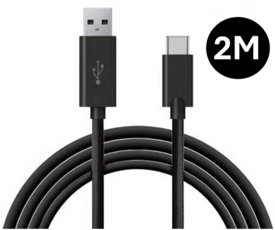 Oplaadkabel - USB-A naar USB C  - 2m - Zwart