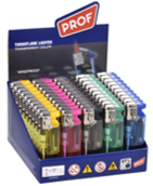 Aansteker Prof winddicht turbo slide cap transparant blueflame