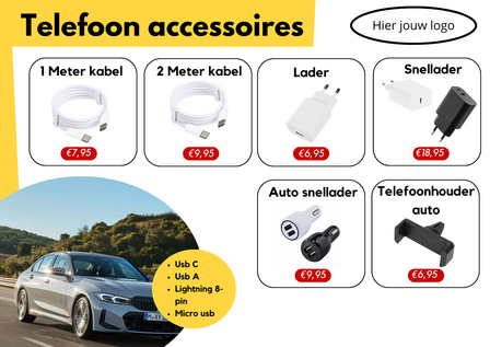 Toonbank display wood telefoonaccessoires (gevuld) 