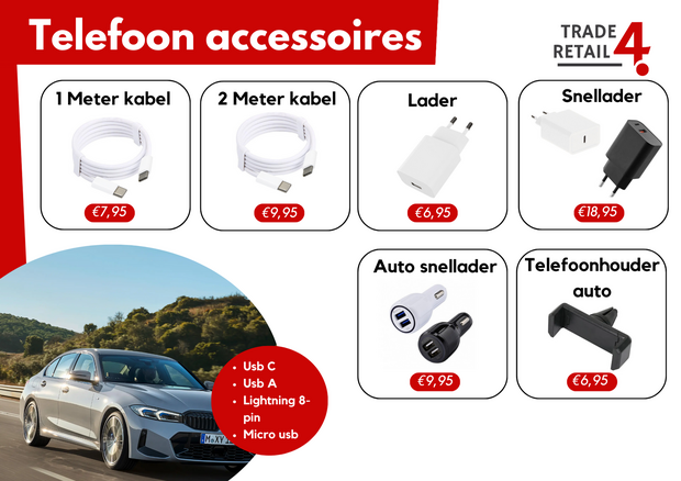 Toonbank display wood telefoonaccessoires (gevuld) 